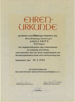 Ehrenurkunde 100jähriges Bestehen (1983)